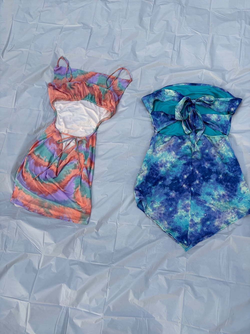 Fashion Nova Blue Teal Tie-Dye Mini Dress